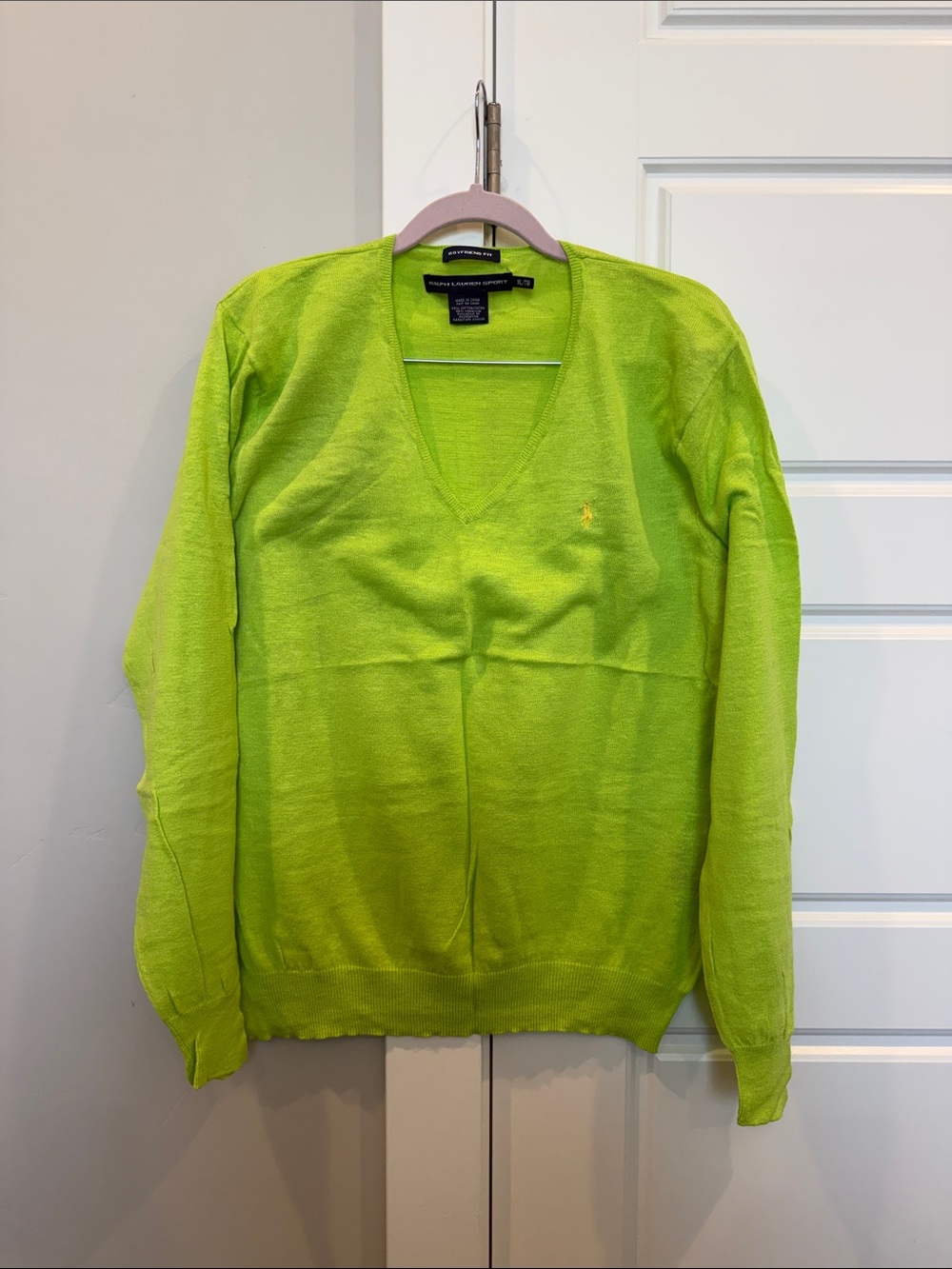 Ralph Lauren Men’s V-Neck Sweater in Lime Green